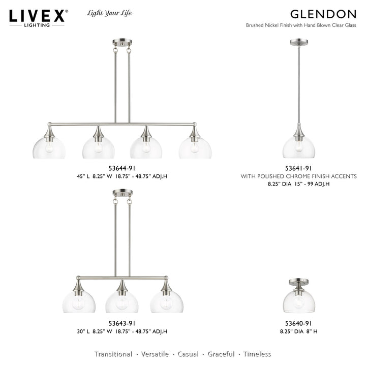 1 Light Brushed Nickel Semi-Flush