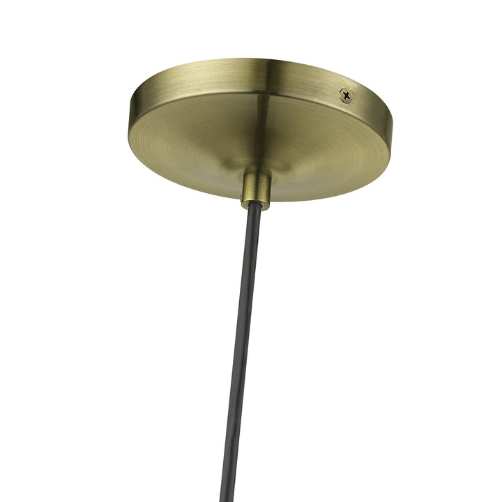 1 Light Antique Brass Glass Pendant With Polished Brass Finish Accents