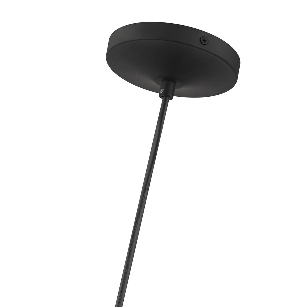 1 Light Black Glass Pendant With Brushed Nikel Finish Accents