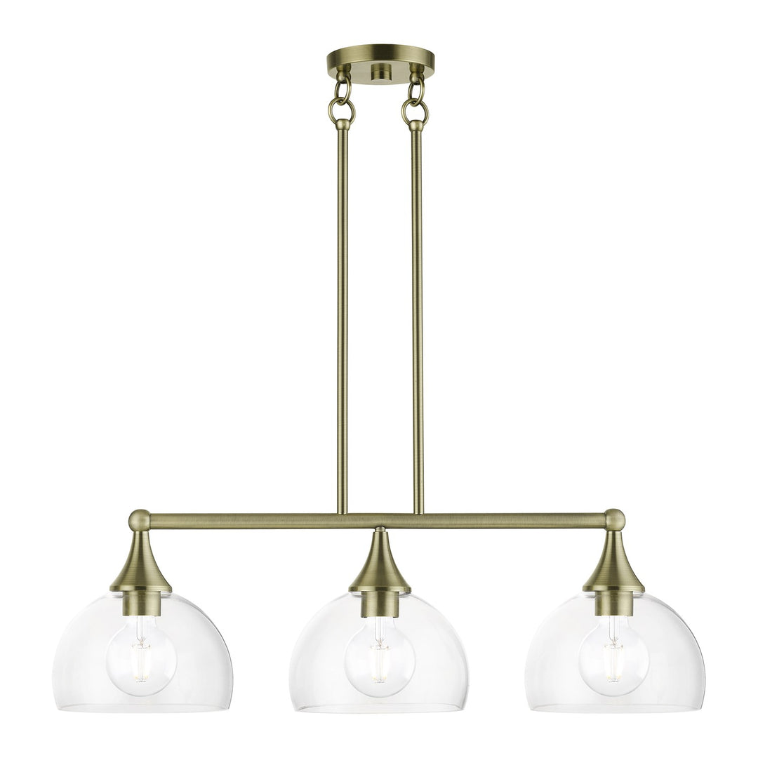 3 Light Antique Brass Linear Chandelier by Livex Lighting