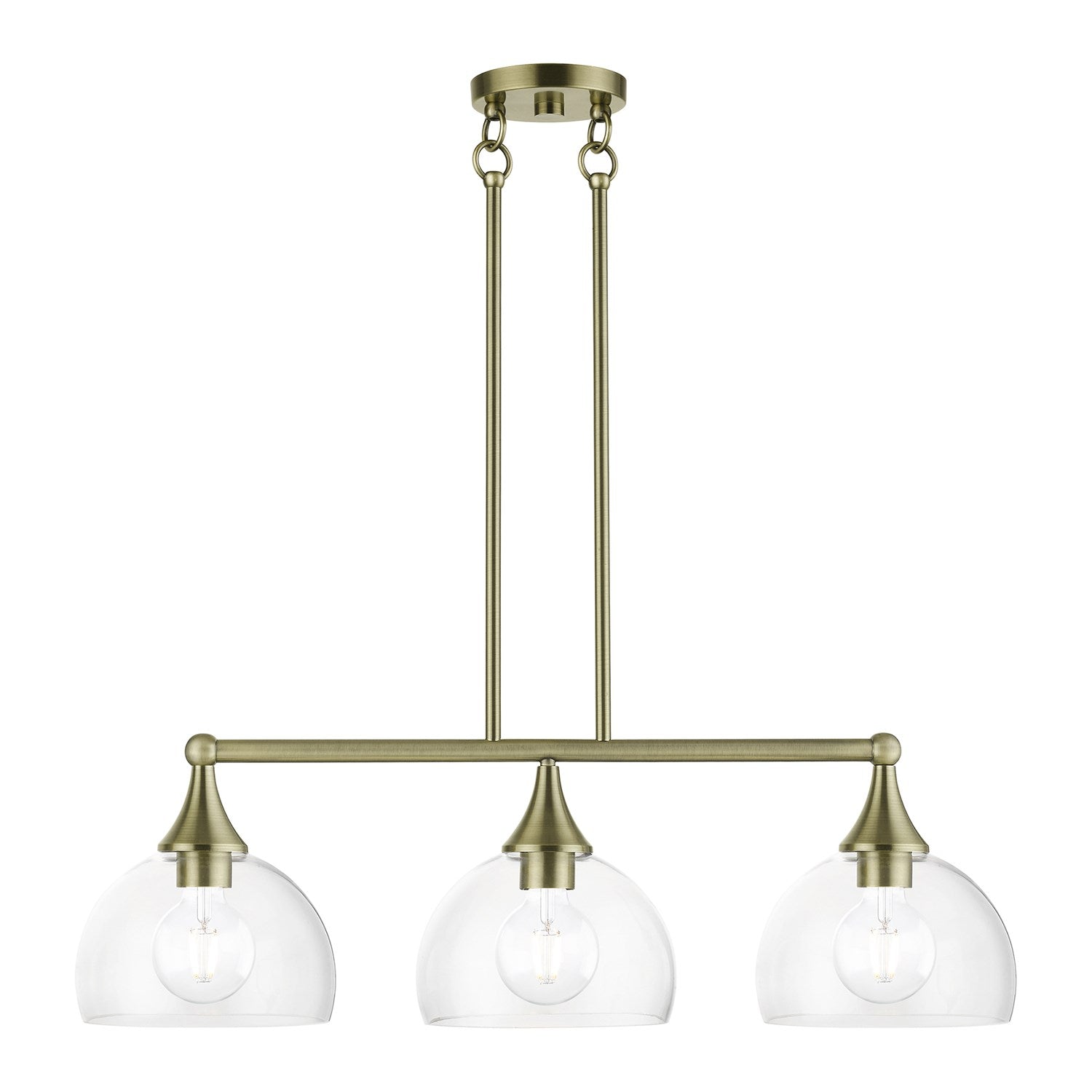 3 Light Antique Brass Linear Chandelier by Livex Lighting