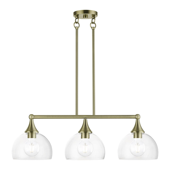 3 Light Antique Brass Linear Chandelier by Livex Lighting