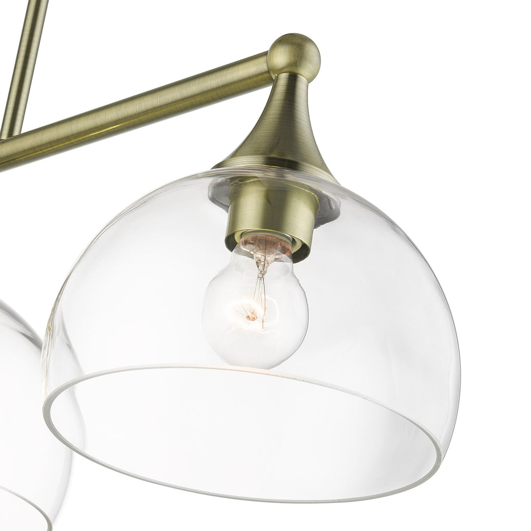 3 Light Antique Brass Linear Chandelier