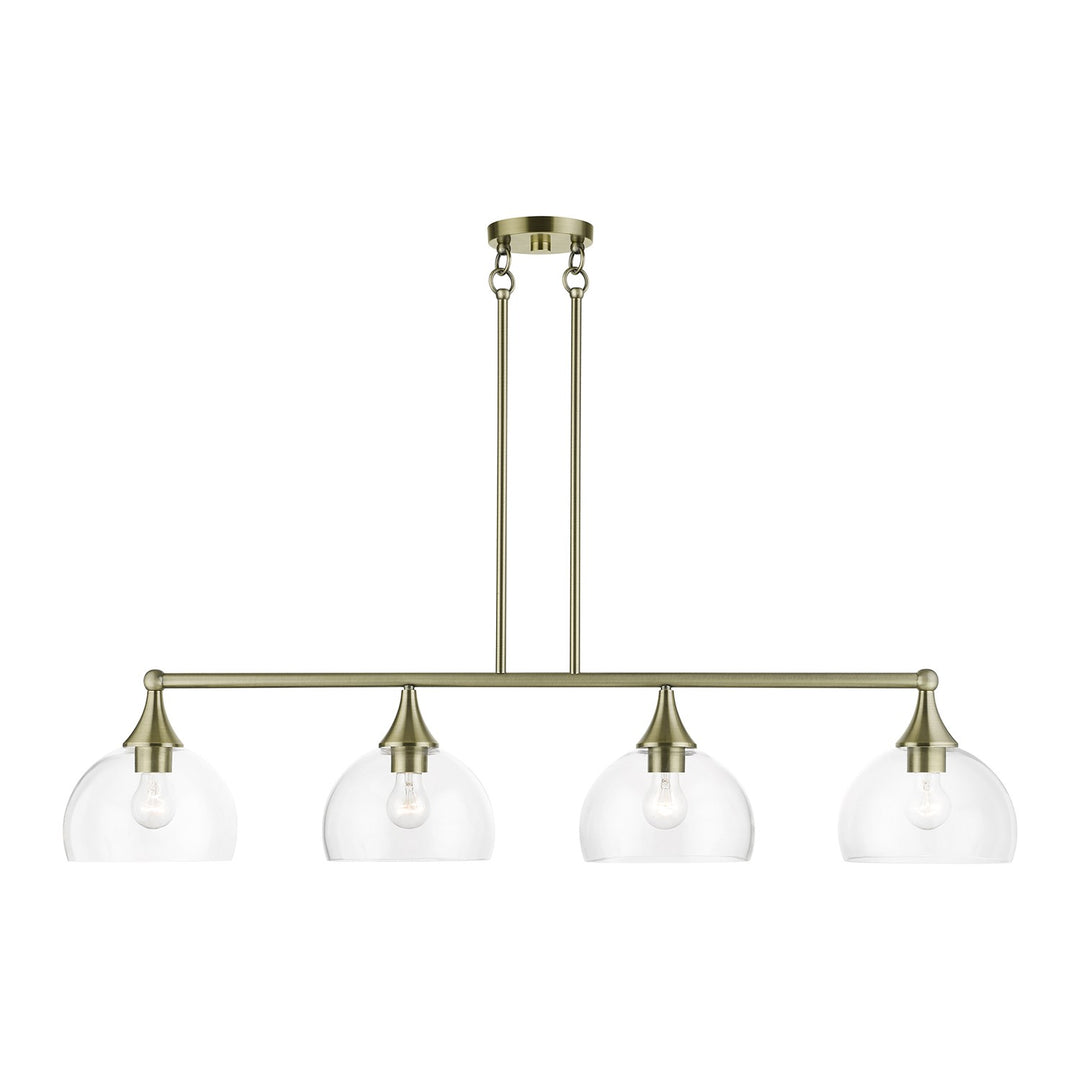 4 Light Antique Brass Large Linear Chandelier by Livex Lighting