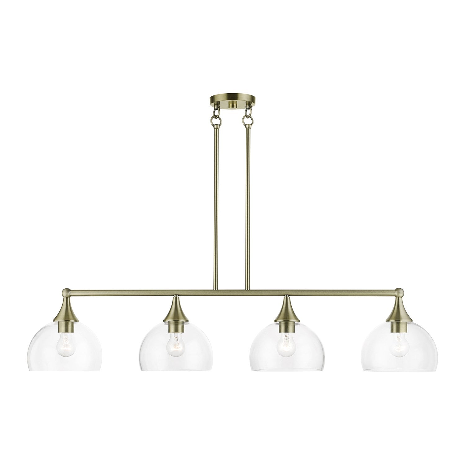 4 Light Antique Brass Large Linear Chandelier by Livex Lighting
