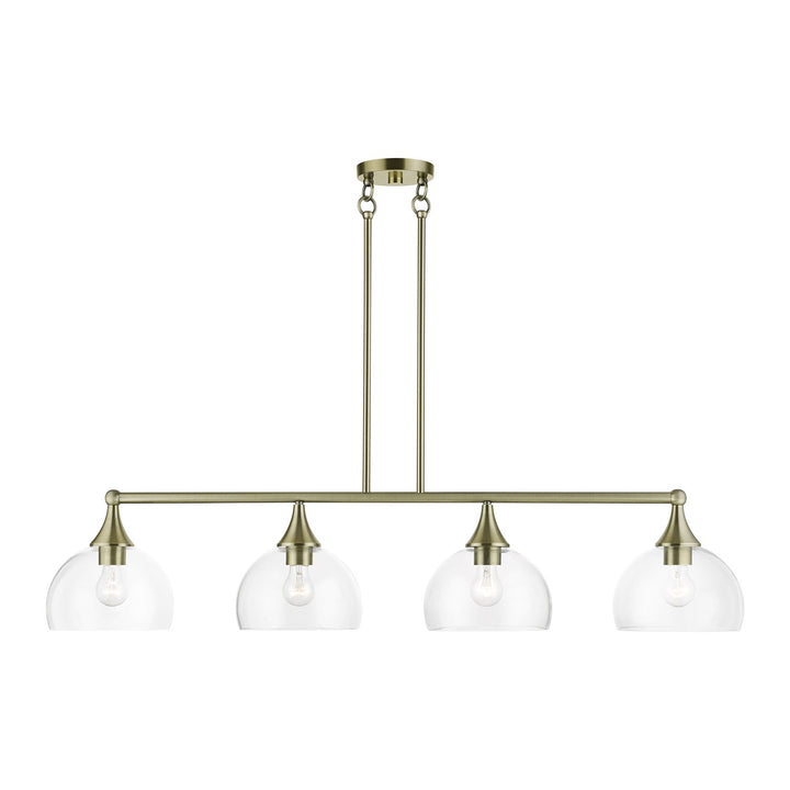4 Light Antique Brass Large Linear Chandelier by Livex Lighting