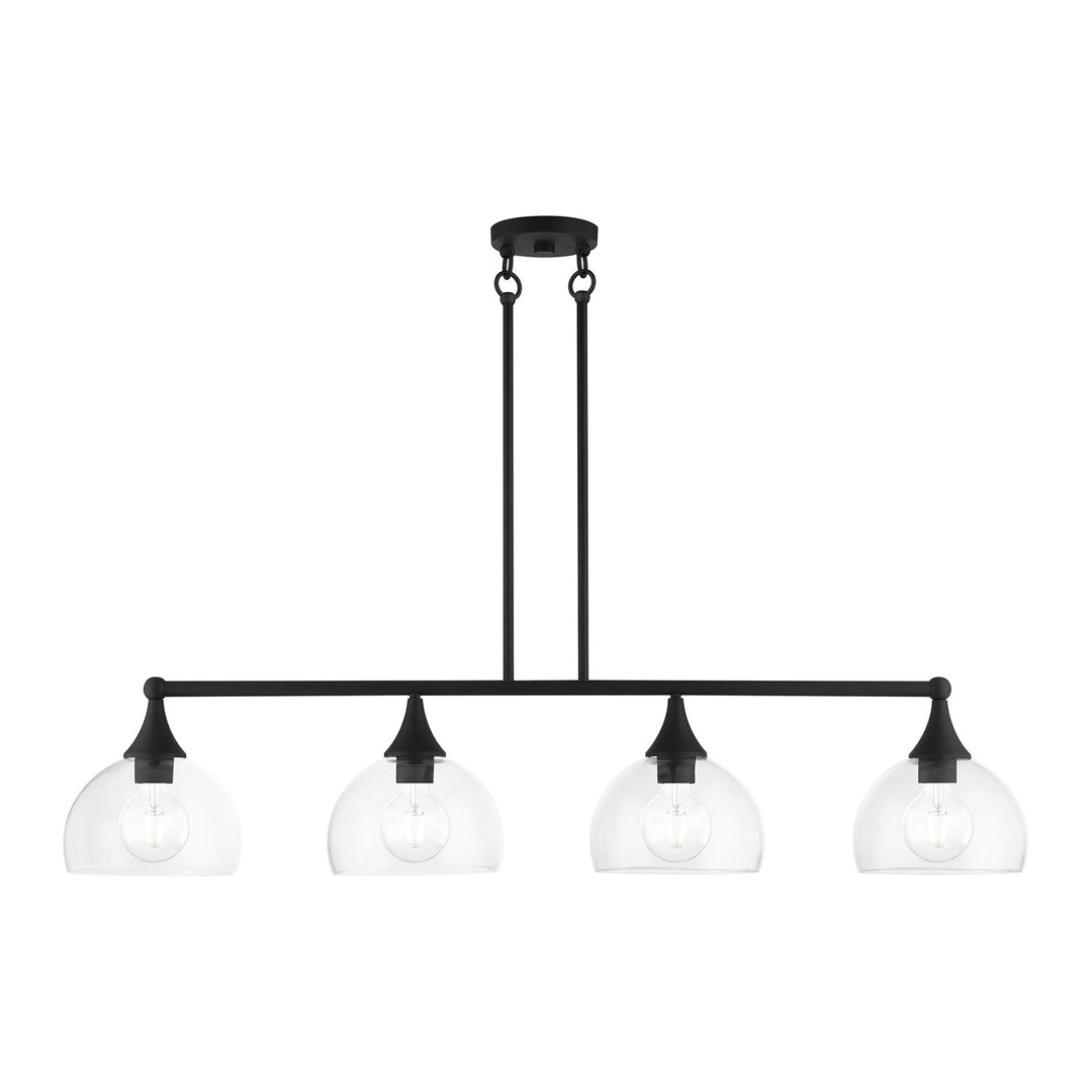 4 Light Black Large Linear Chandelier by Livex Lighting