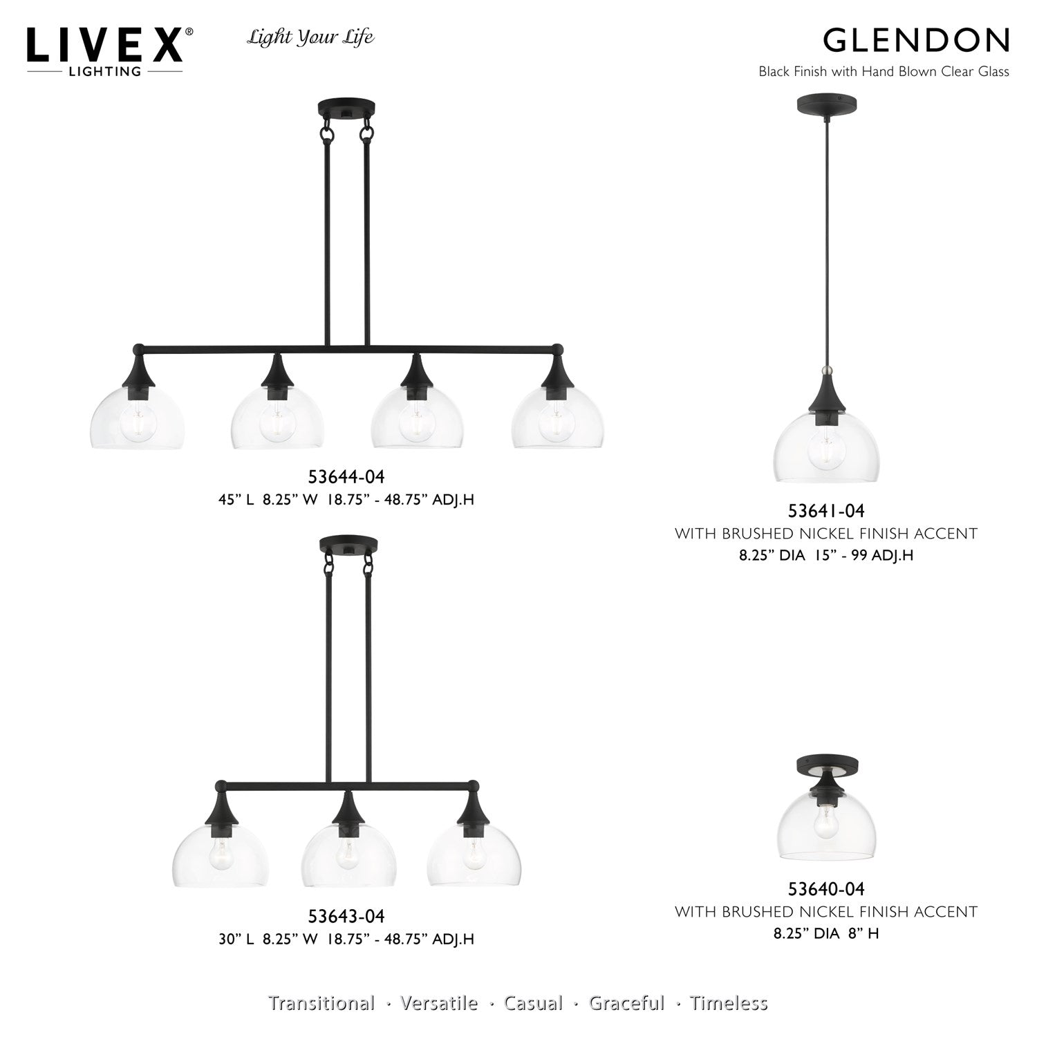 4 Light Black Large Linear Chandelier
