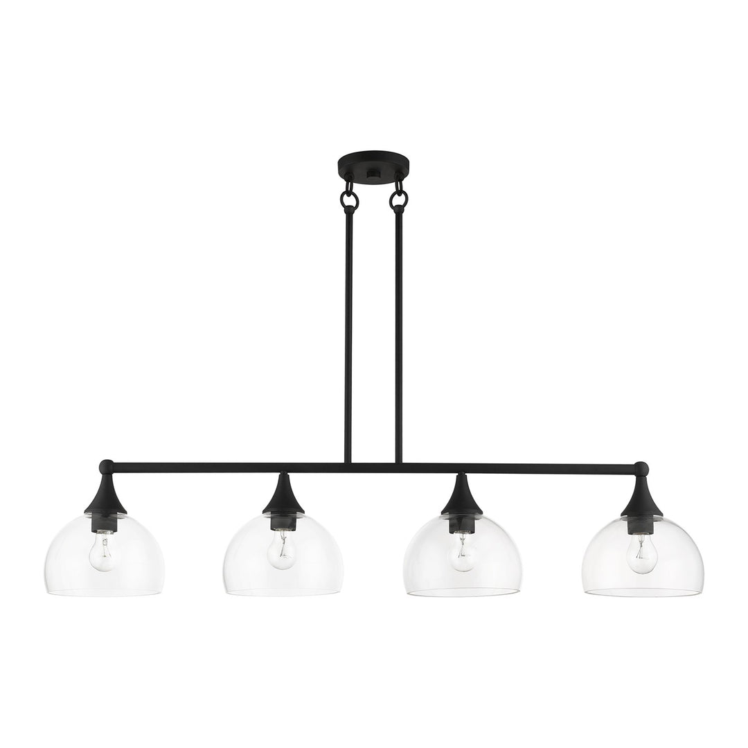 4 Light Black Large Linear Chandelier