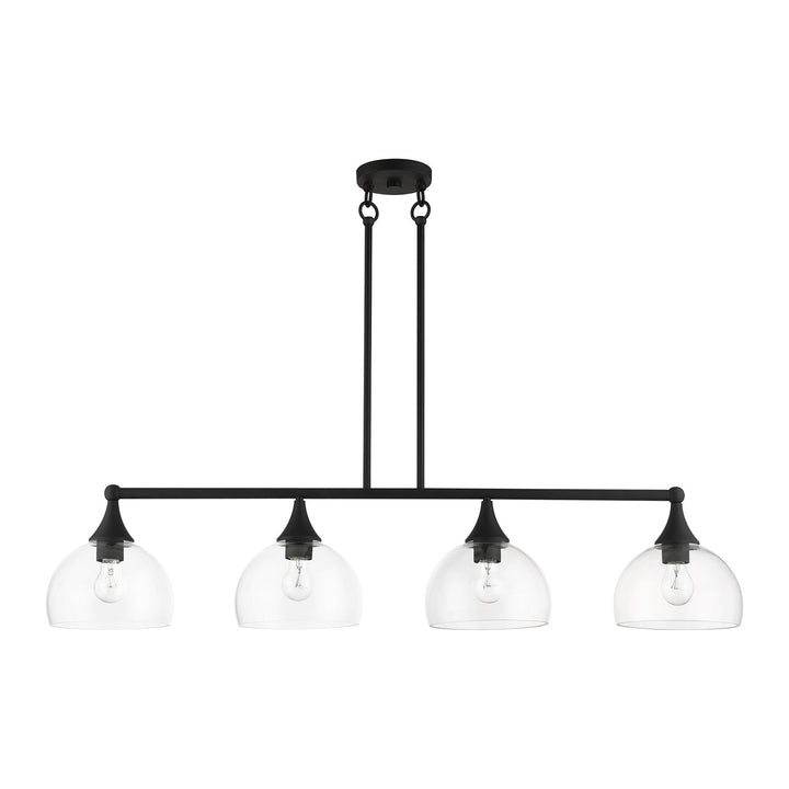4 Light Black Large Linear Chandelier