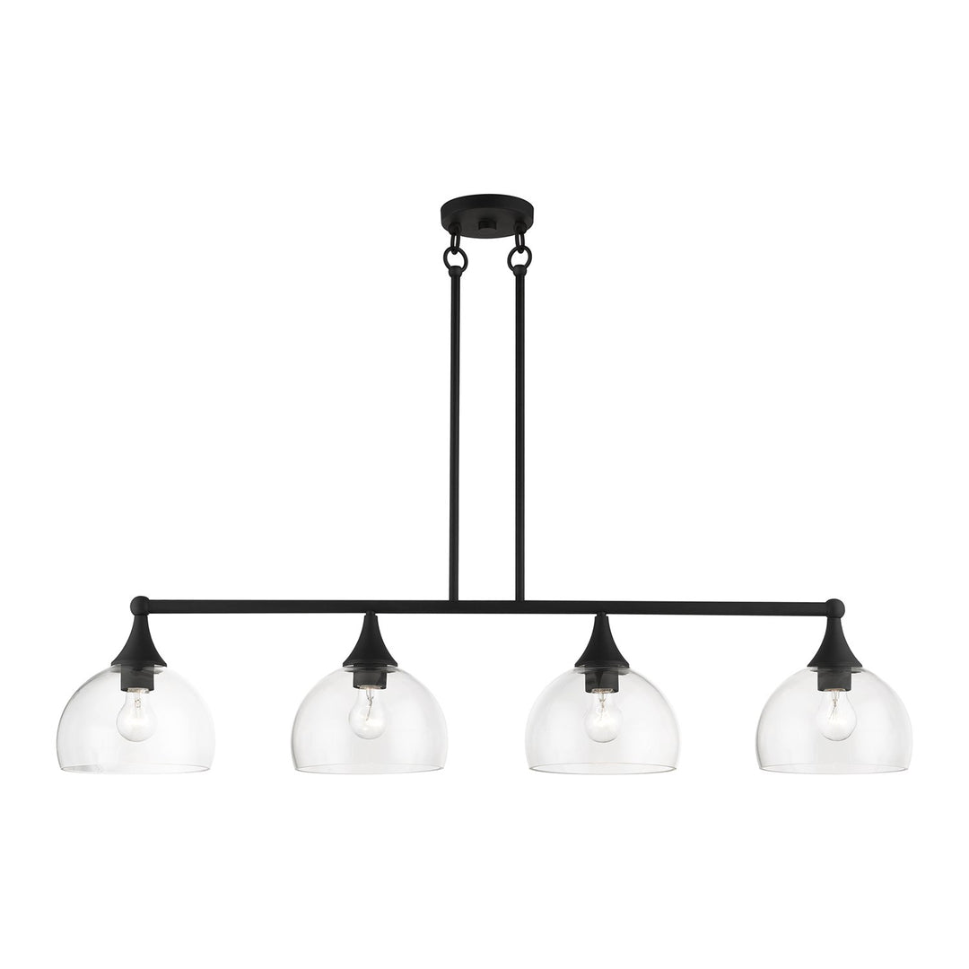 4 Light Black Large Linear Chandelier