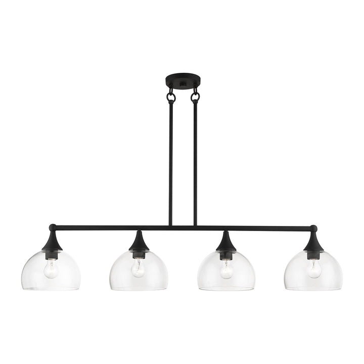 4 Light Black Large Linear Chandelier