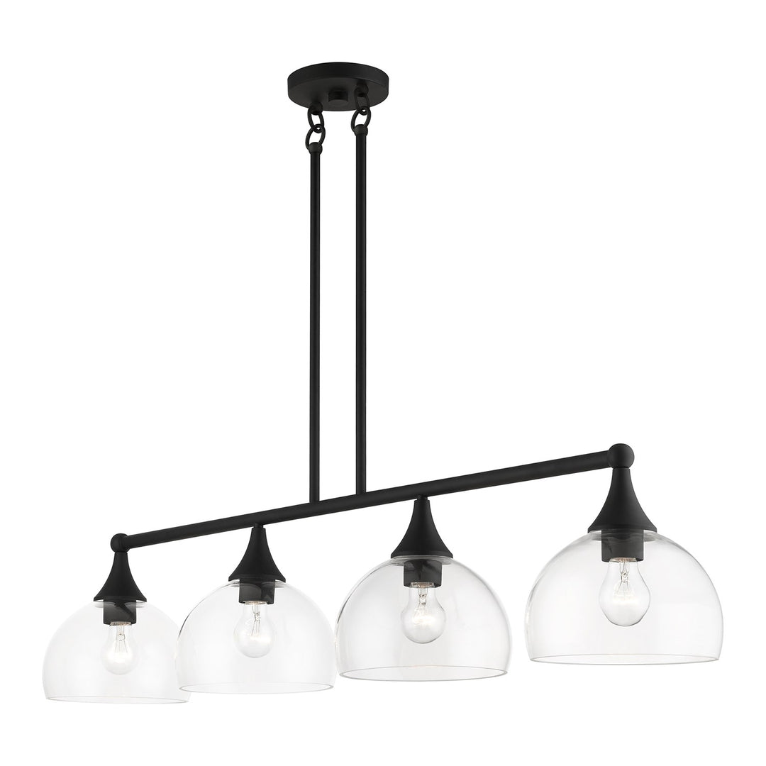 4 Light Black Large Linear Chandelier