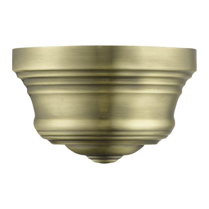 1 Light Antique Brass Bell Ada Sconce With Shiny White Finish Inside by Livex Lighting