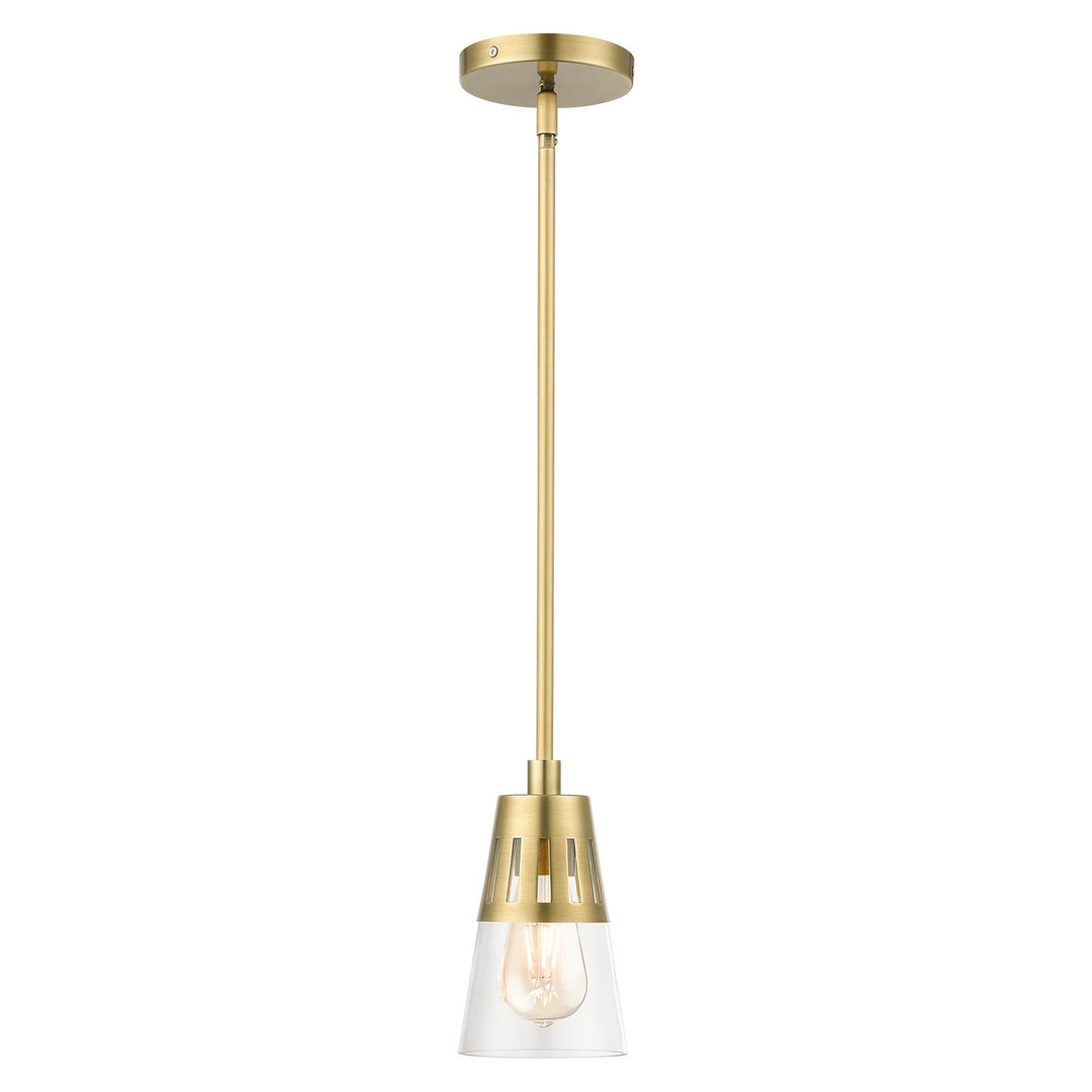 1 Light Natural Brass Mini Pendant by Livex Lighting