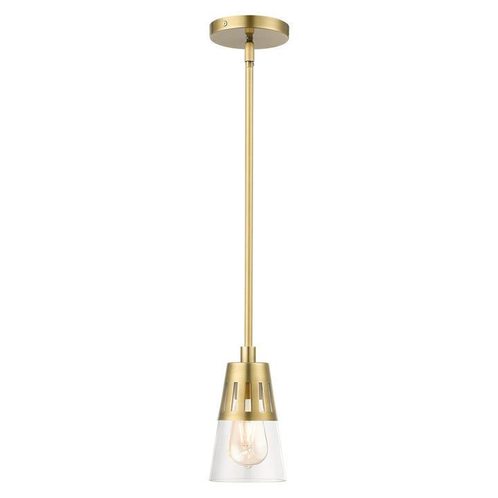 1 Light Natural Brass Mini Pendant by Livex Lighting