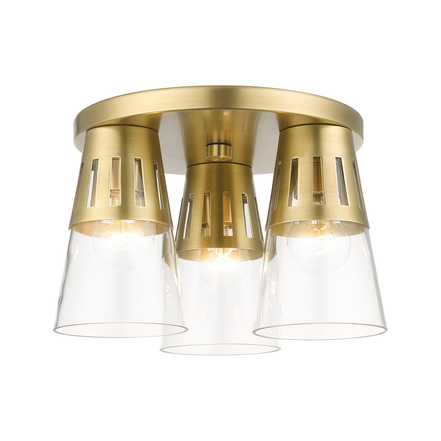3 Light Natural Brass Flush Mount by Livex Lighting