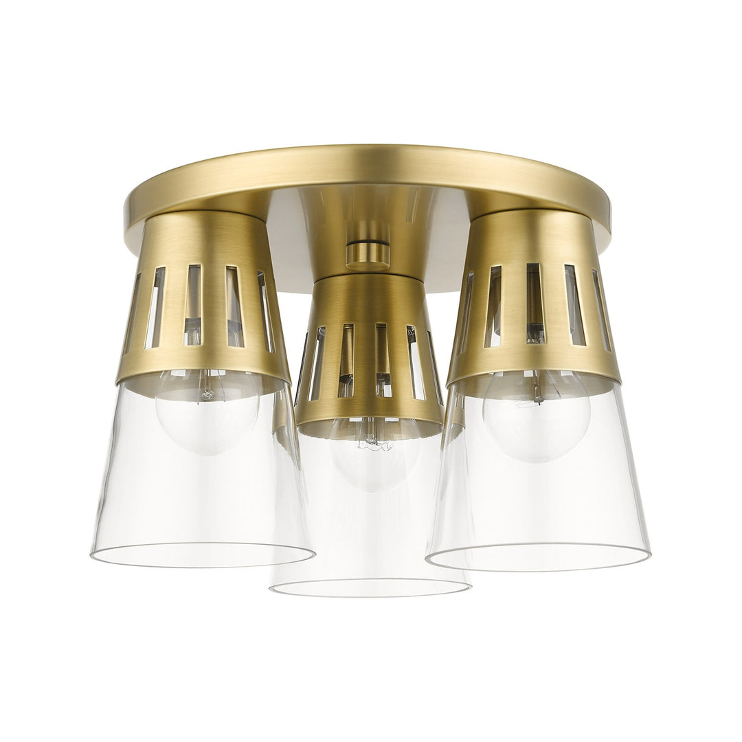 3 Light Natural Brass Flush Mount
