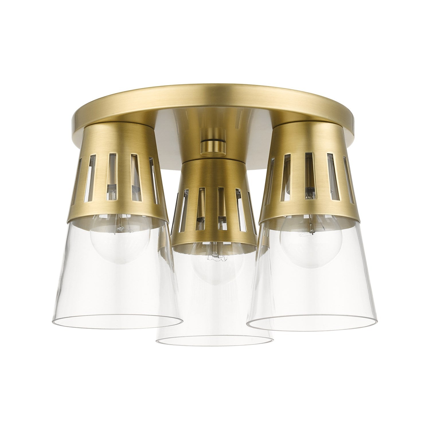 3 Light Natural Brass Flush Mount