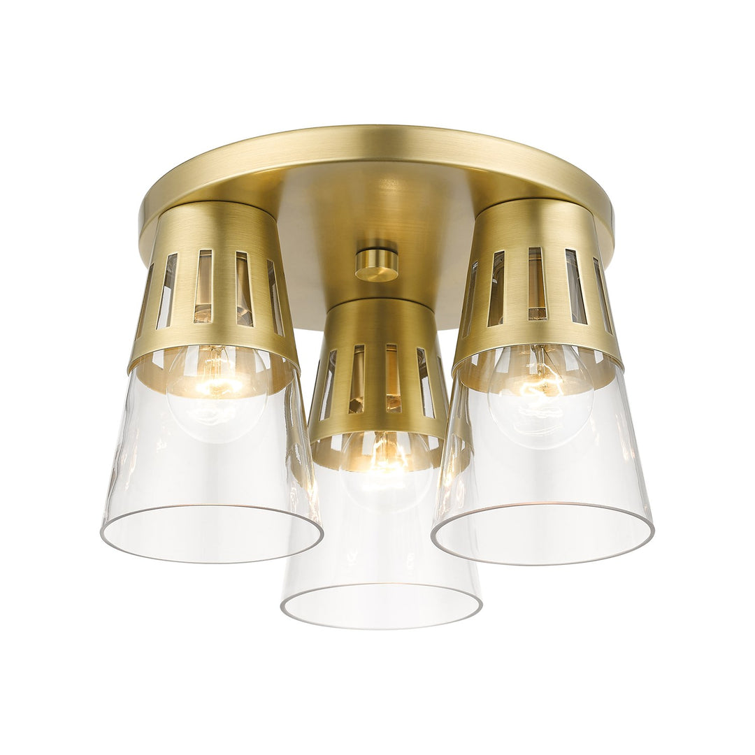 3 Light Natural Brass Flush Mount