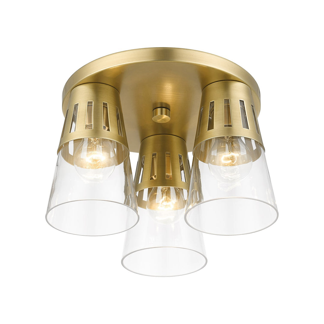 3 Light Natural Brass Flush Mount