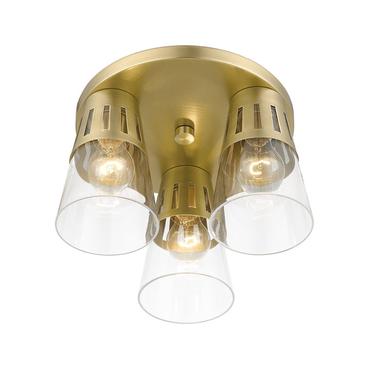 3 Light Natural Brass Flush Mount