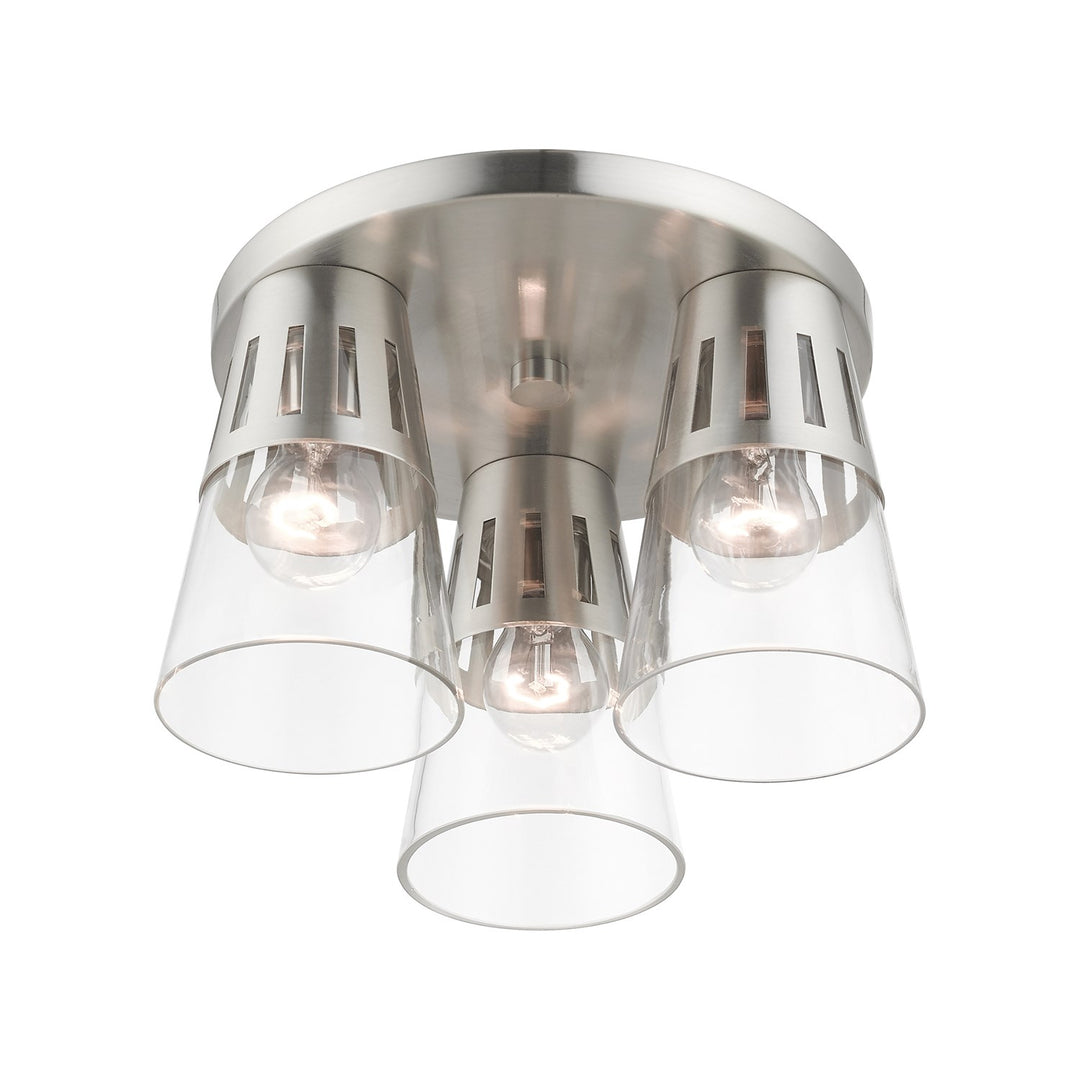 3 Light Brushed Nickel Flush Mount