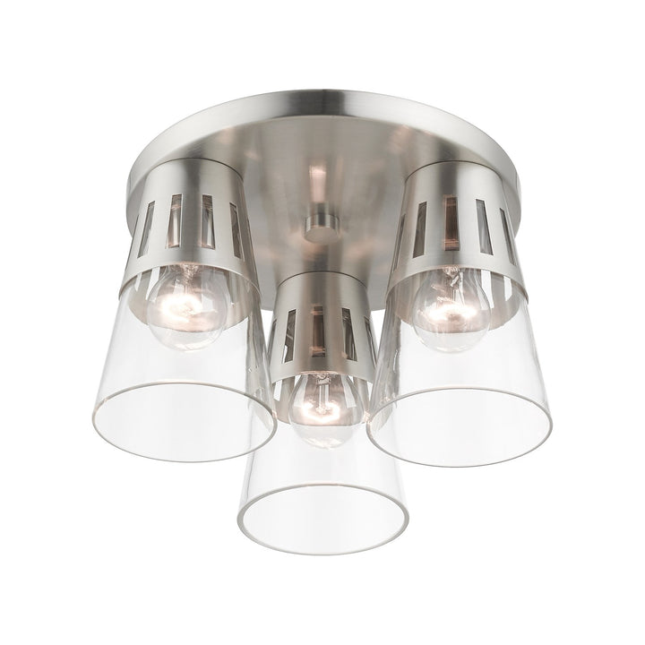 3 Light Brushed Nickel Flush Mount