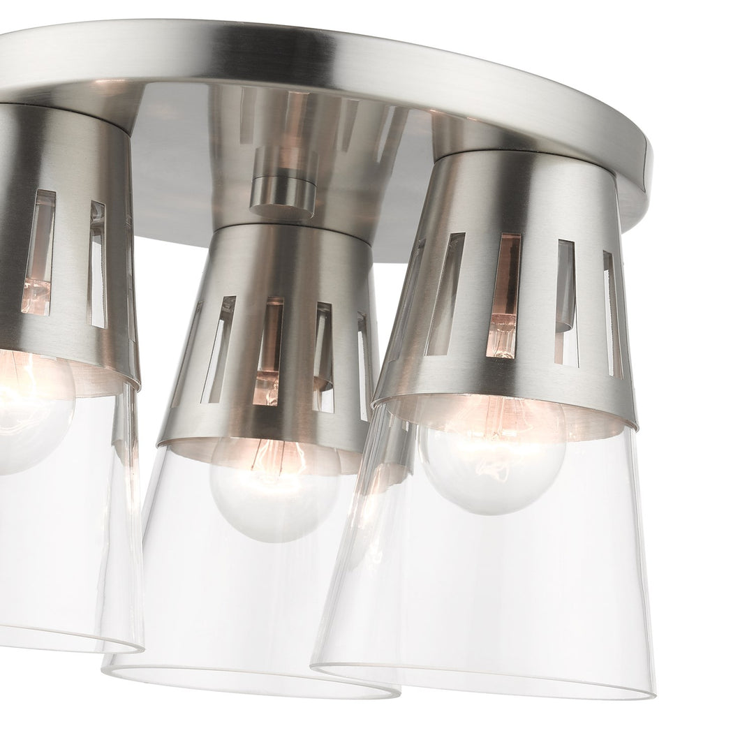 3 Light Brushed Nickel Flush Mount