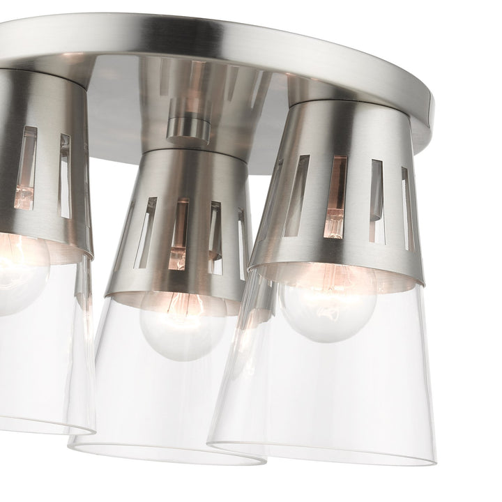 3 Light Brushed Nickel Flush Mount