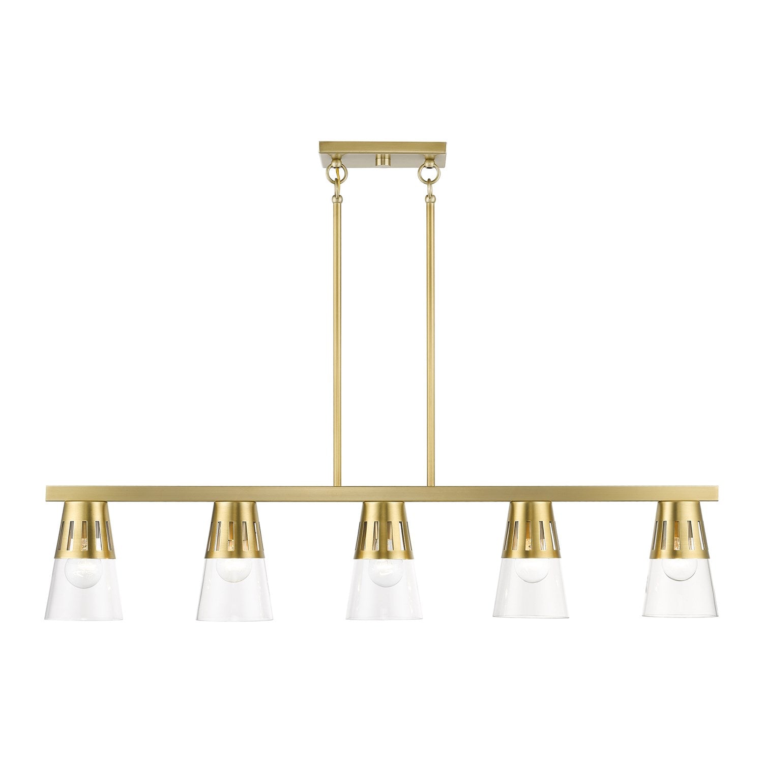 5 Light Natural Brass Large Linear Chandelier by Livex Lighting