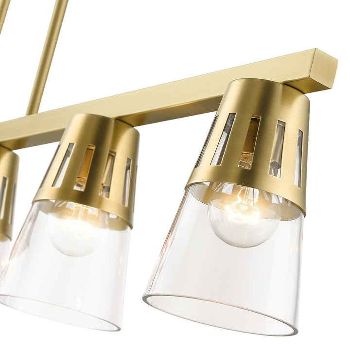 5 Light Natural Brass Large Linear Chandelier