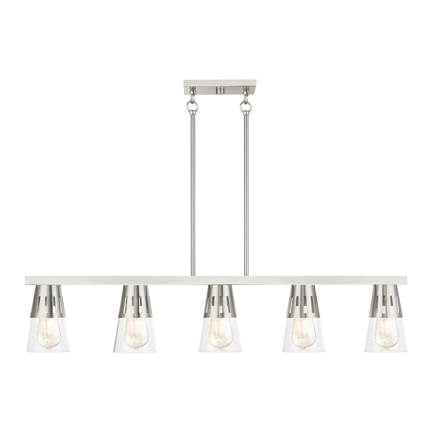 5 Light Brushed Nickel Large Linear Chandelier by Livex Lighting
