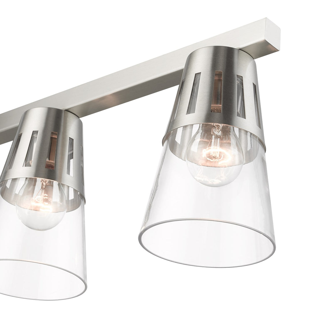 5 Light Brushed Nickel Large Linear Chandelier
