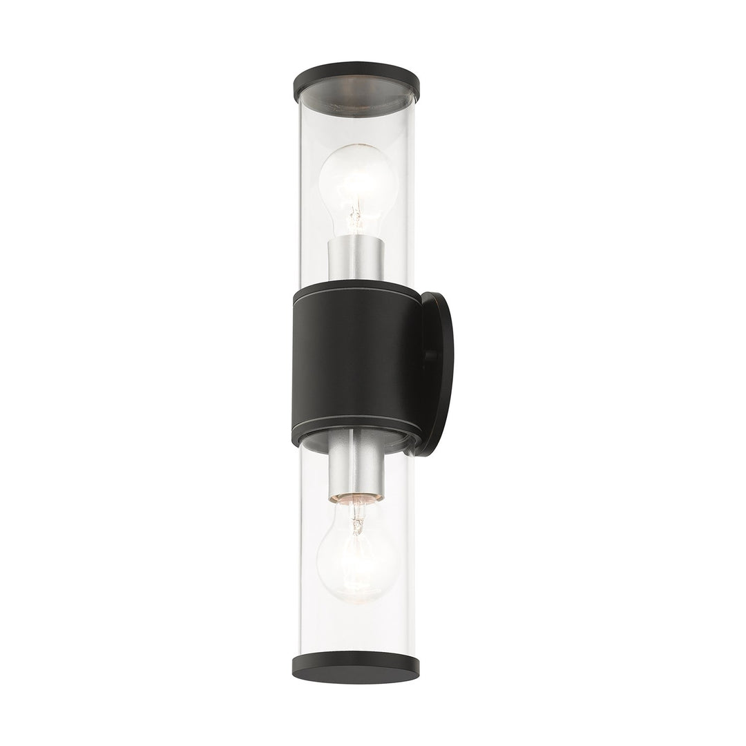 2 Light Textured Black Outdoor Large Ada Wall Lantern