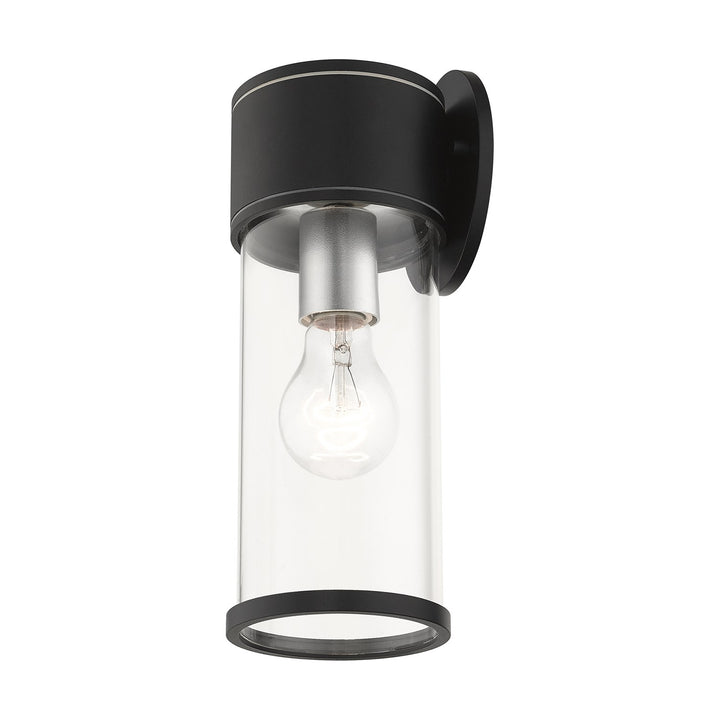 1 Light Textured Black Outdoor Medium Wall Lantern