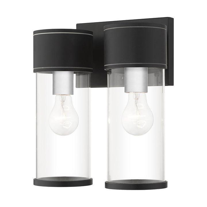 2 Light Textured Black Outdoor Large Wall Lantern by Livex Lighting
