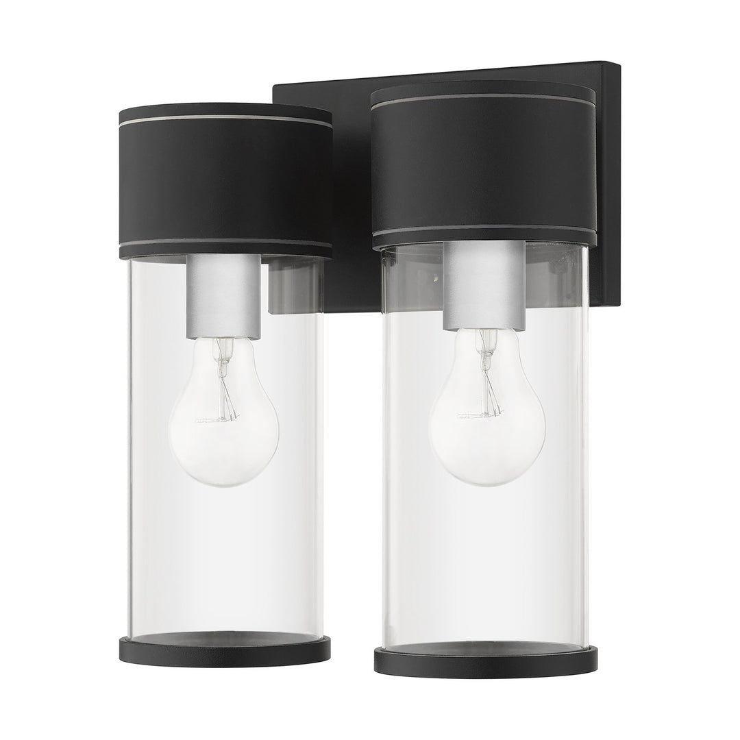 2 Light Textured Black Outdoor Large Wall Lantern