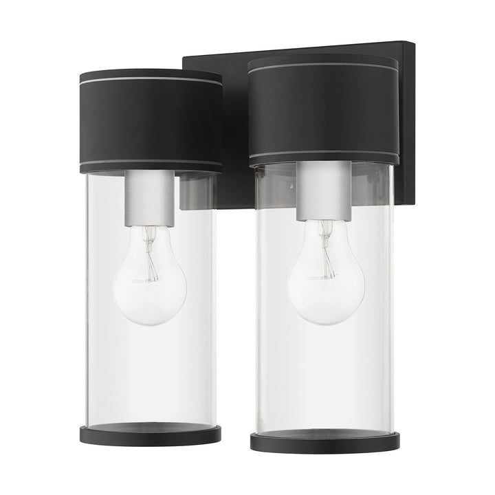 2 Light Textured Black Outdoor Large Wall Lantern