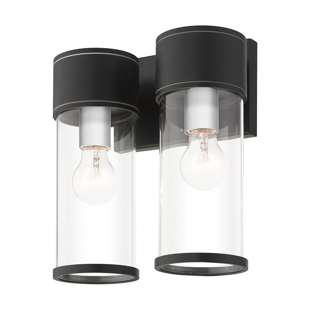 2 Light Textured Black Outdoor Large Wall Lantern