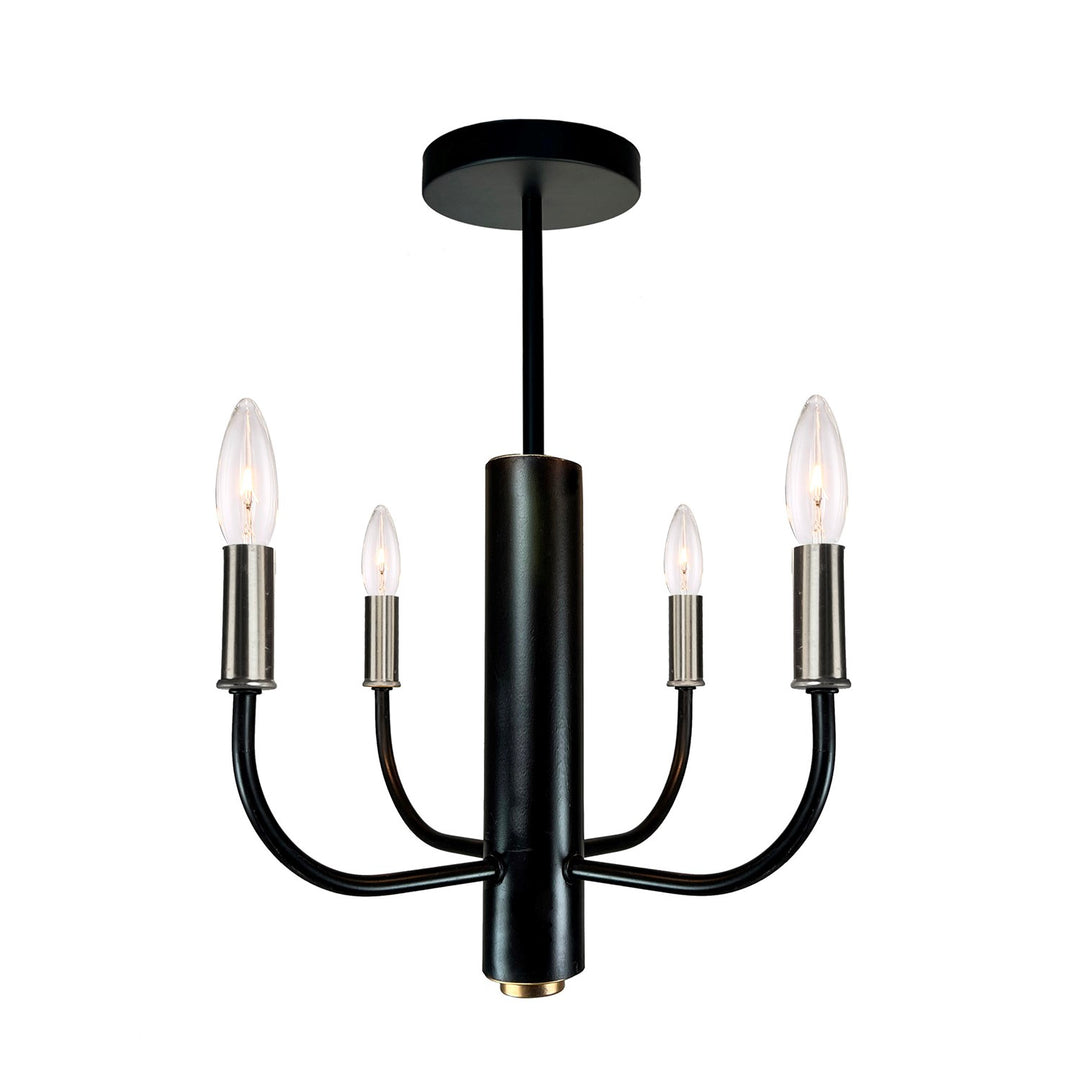 Verona 4 Light Semi Flushmount Brushed Nickel & Black by Artcraft