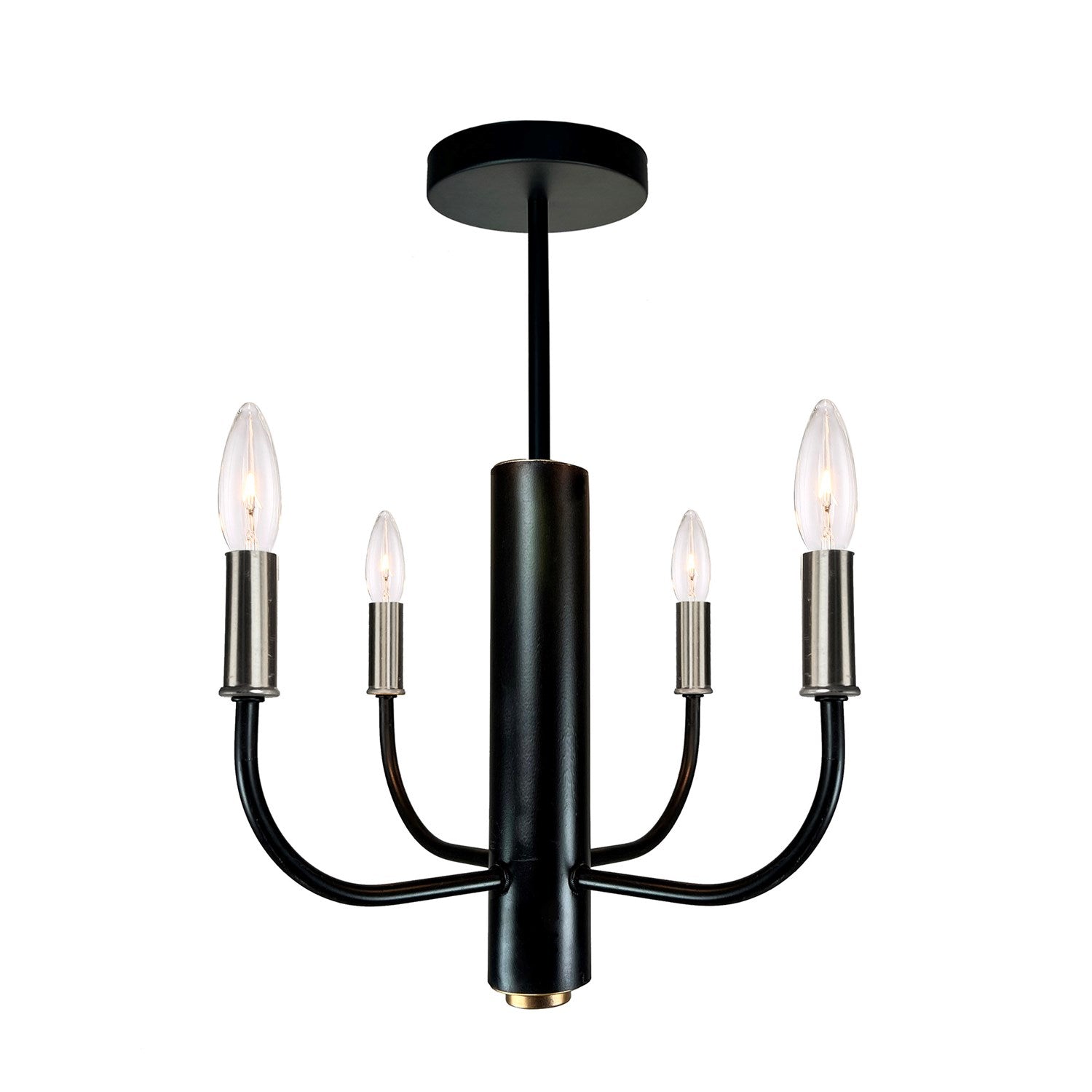Verona 4 Light Semi Flushmount Brushed Nickel & Black by Artcraft