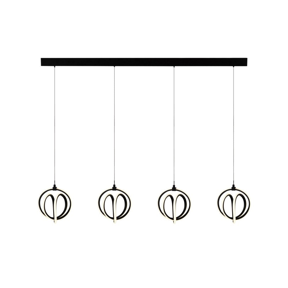 Rose 4 Light Led Chandelier Black