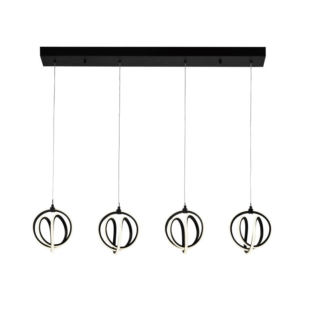 Rose 4 Light Led Chandelier Black