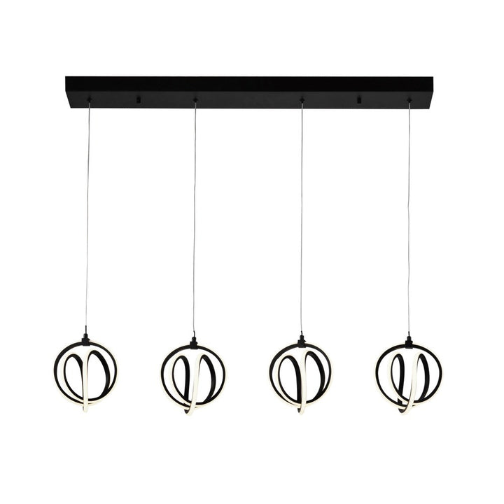 Rose 4 Light Led Chandelier Black