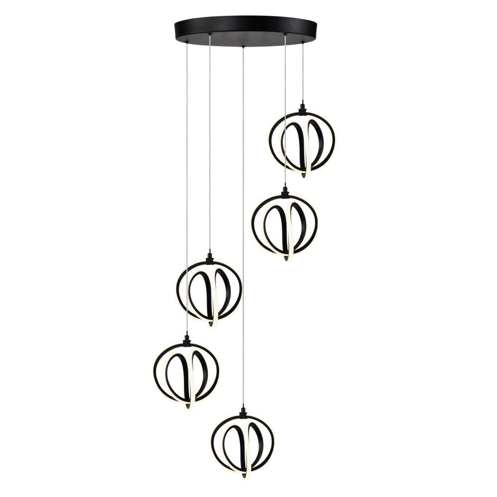 Rose 5 Light Led Chandelier Black by Artcraft