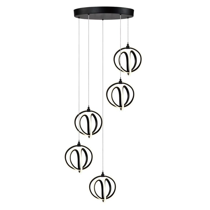 Rose 5 Light Led Chandelier Black by Artcraft