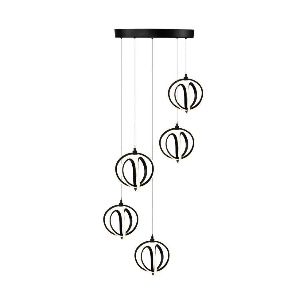 Rose 5 Light Led Chandelier Black