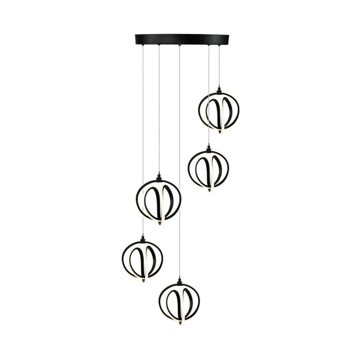 Rose 5 Light Led Chandelier Black