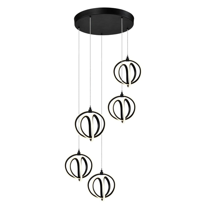 Rose 5 Light Led Chandelier Black
